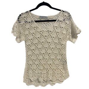 Auguste the Label Cream Crochet Short Sleeve Blouse U.S. Size 2